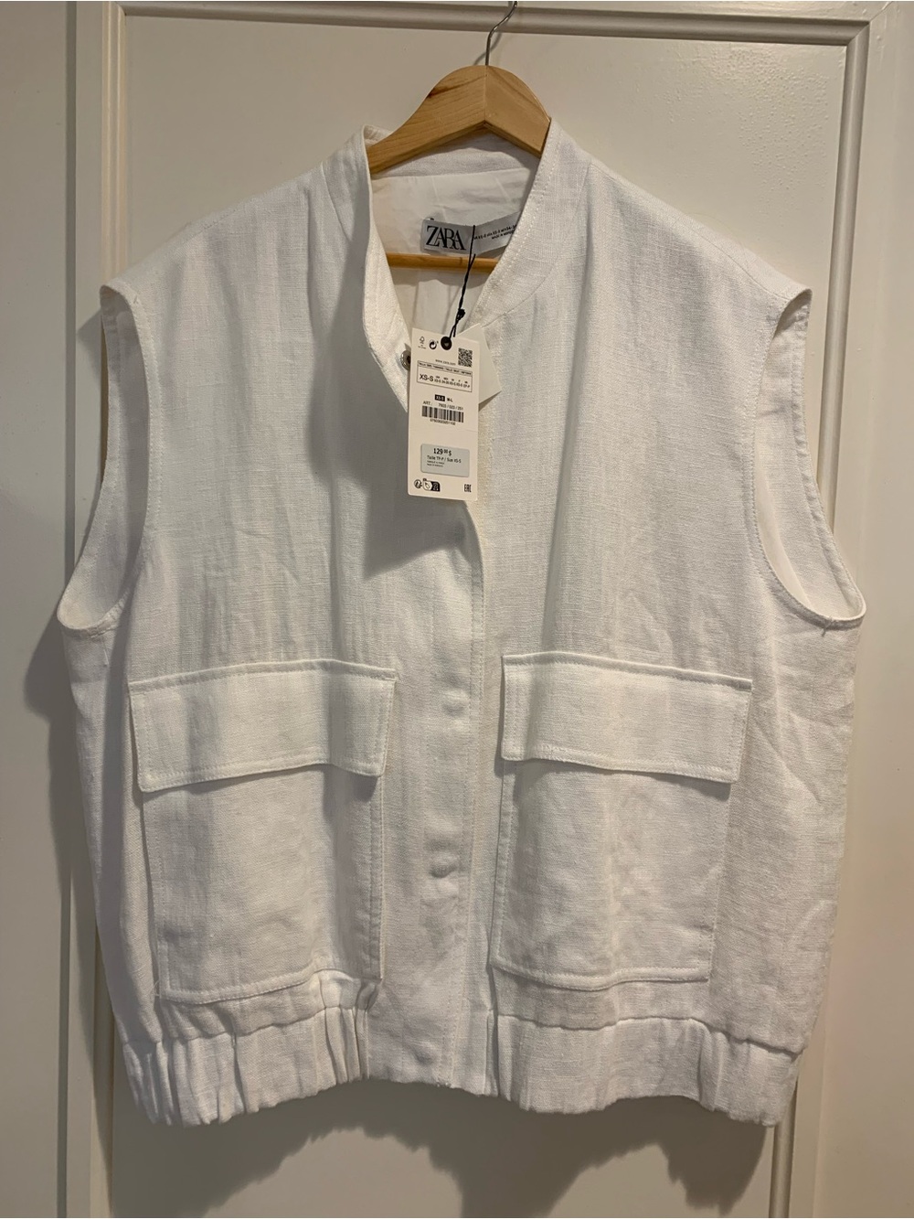 Zara White Linen Vest